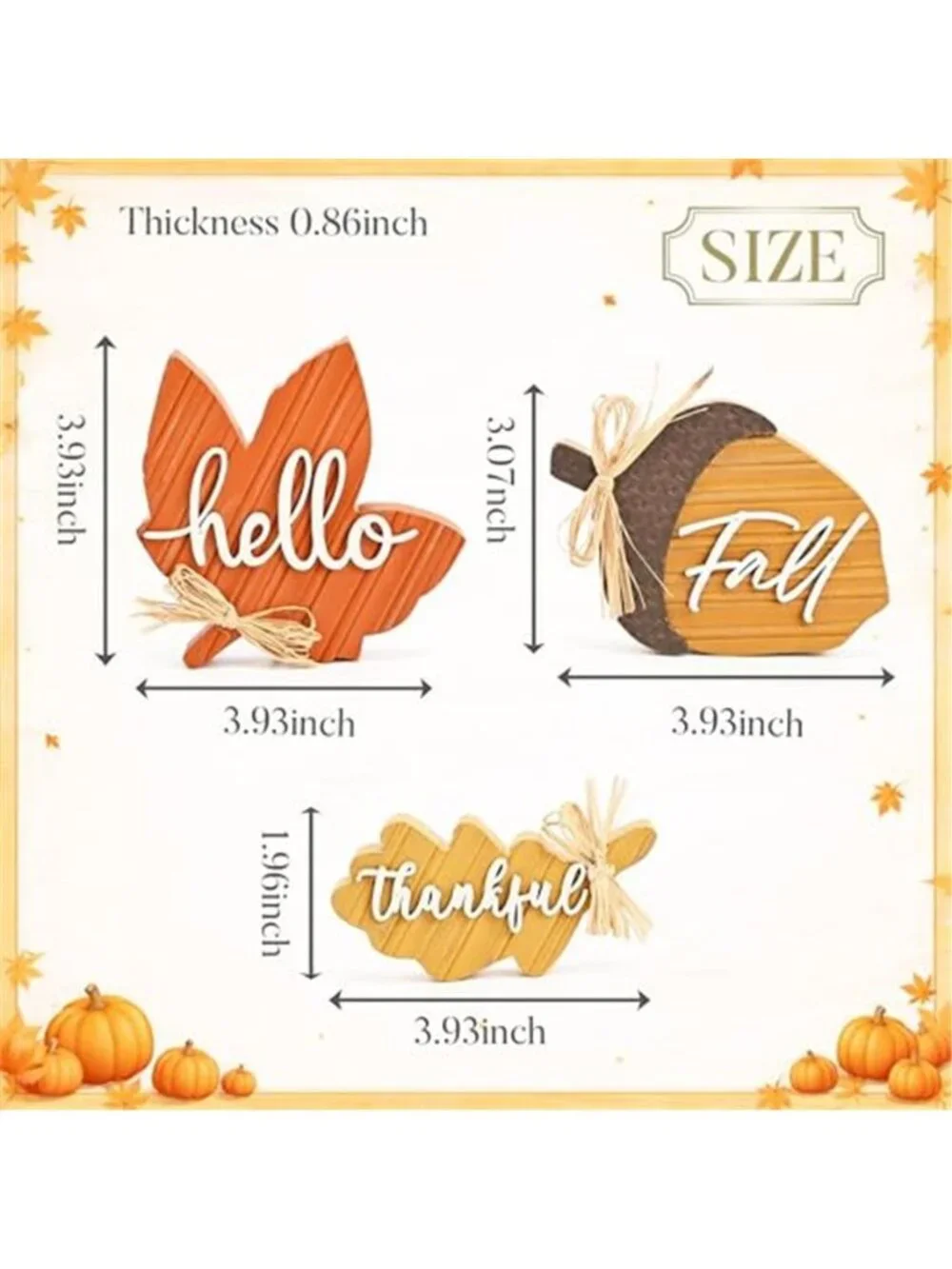 Fall Decorations for Home, 3Pcs Wooden Fall Decor with Maple